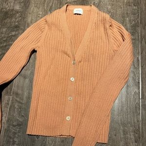 Wilfred button up v neck sweater